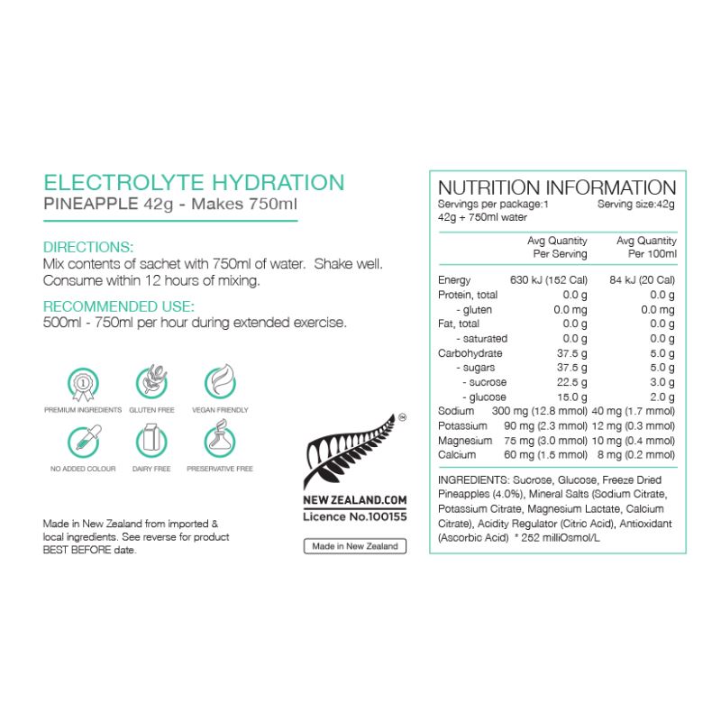 PURE ELECTROLYTE HYDRATION 42GM SACHET - PINEAPPLE - BOX OF 25
