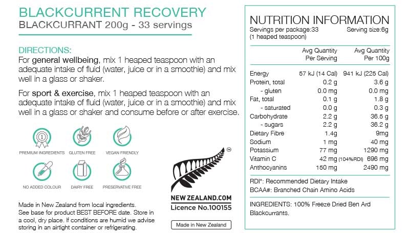PURE BLACKCURRANT RECOVERY - 200GM POUCH
