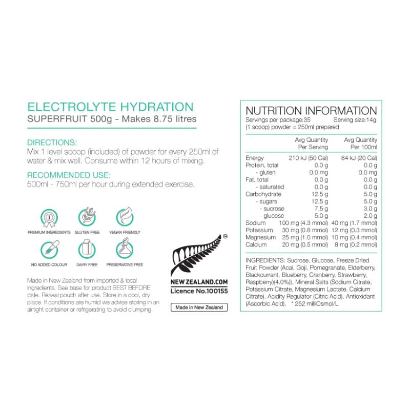 PURE ELECTROLYTE HYDRATION - 500GM POUCH - SUPERFRUITS
