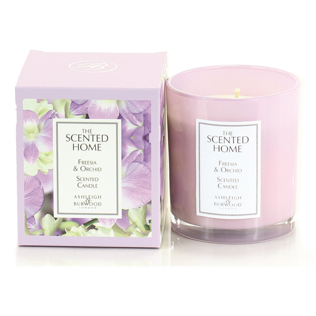 BOXED GLASS CANDLE 225G FREESIA & ORCHID - SCENTED HOME