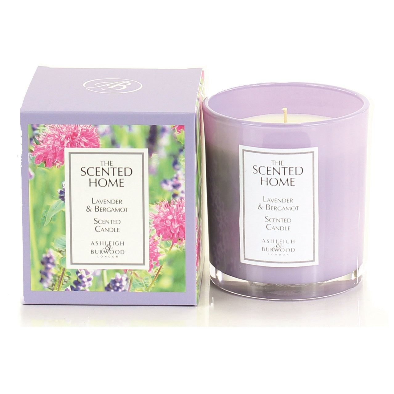 BOXED GLASS CANDLE 225G LAVENDER & BERGAMOT - SCENTED HOME