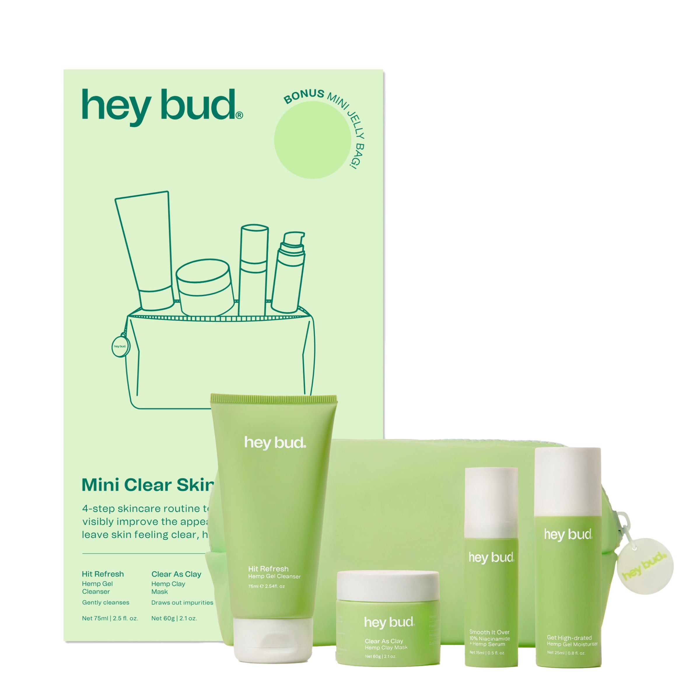 HEY BUD - MINI CLEAR-SKIN STARTER KIT 4 PIECE