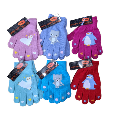 Magic Gloves W/Rubber Print For Girls