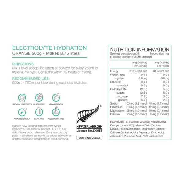 PURE ELECTROLYTE HYDRATION - 500GM POUCH - ORANGE