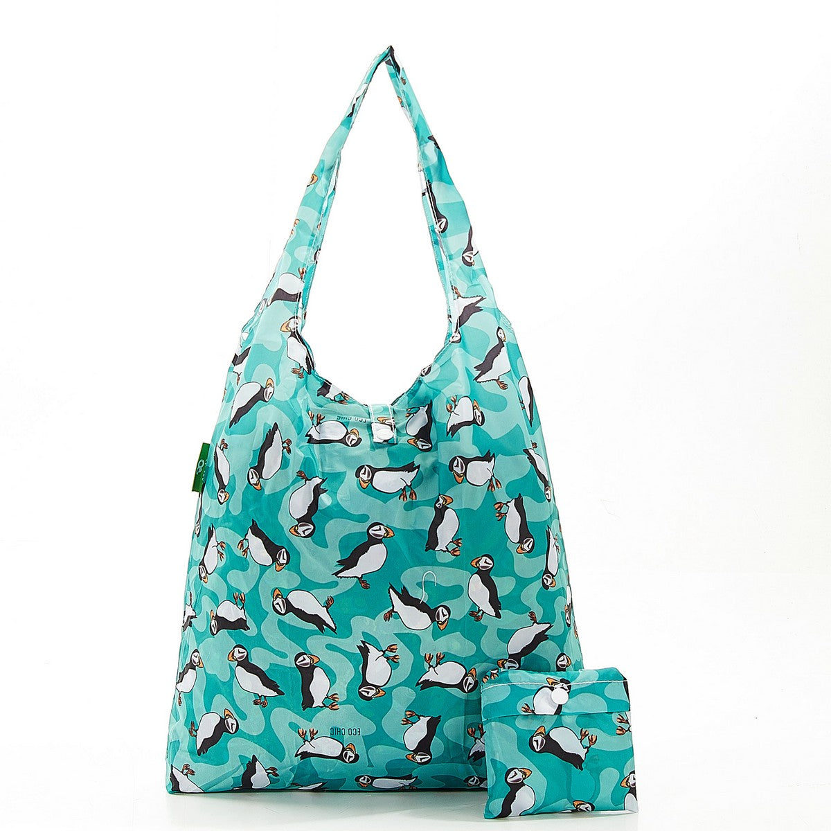 FOLDABLE SHOPPER - TEAL PUFFIN