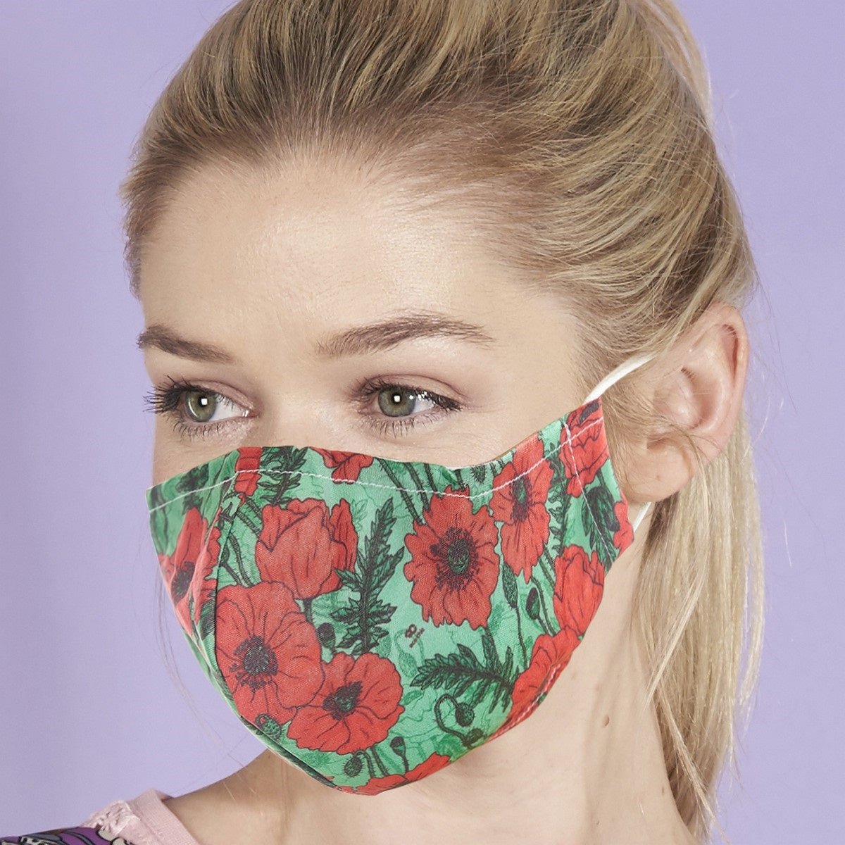Eco Chic Reusable Face Cover - Green Peonies